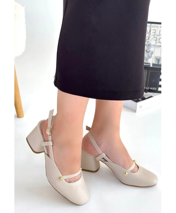 Jecci Bej Cilt Topuklu Ayakkabı