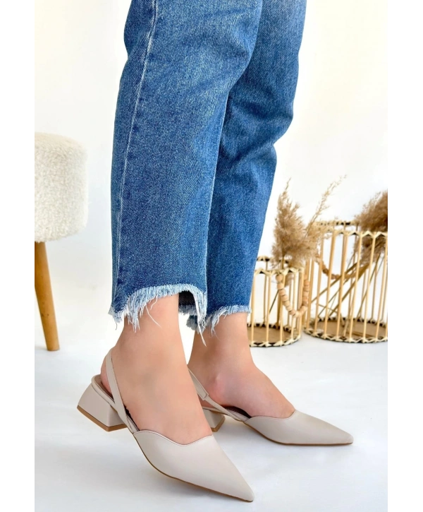 Jenti Bej Cilt Topuklu Ayakkabı