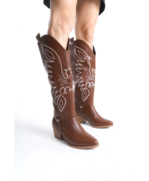 Jilla Taba Cilt Tak Çıkar Topuklu Bot Ve Çizme