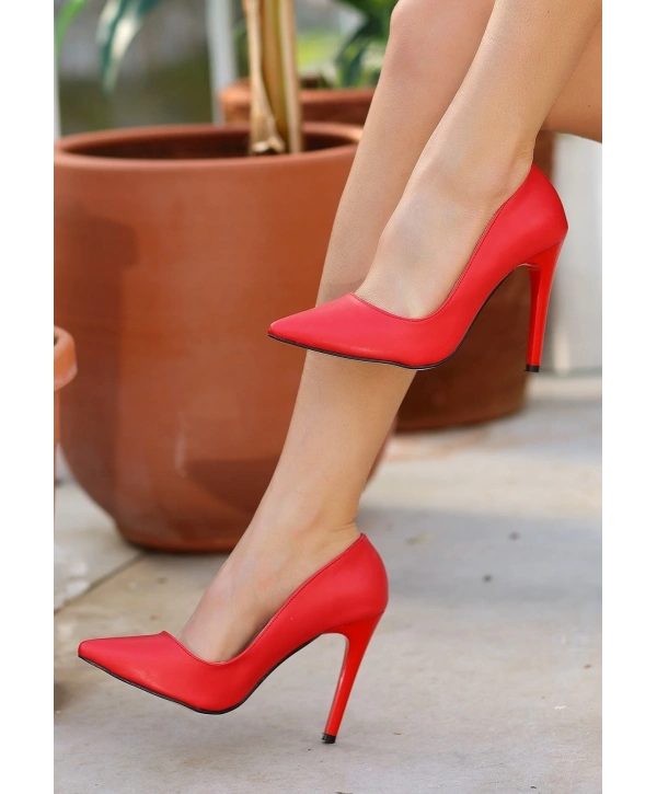 Jilya Kırmızı Cilt Stiletto Ayakkabı