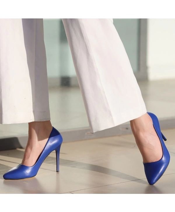 Jilya Mavi Cilt Stiletto Ayakkabı