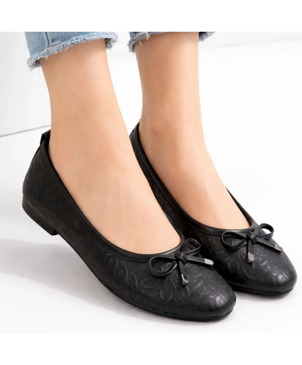 Jnues Siyah Deri Babet Ayakkabı