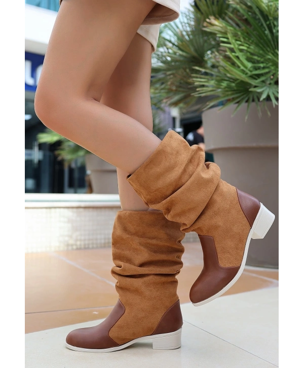 Jolin Taba Cilt Süet Detaylı Çizme