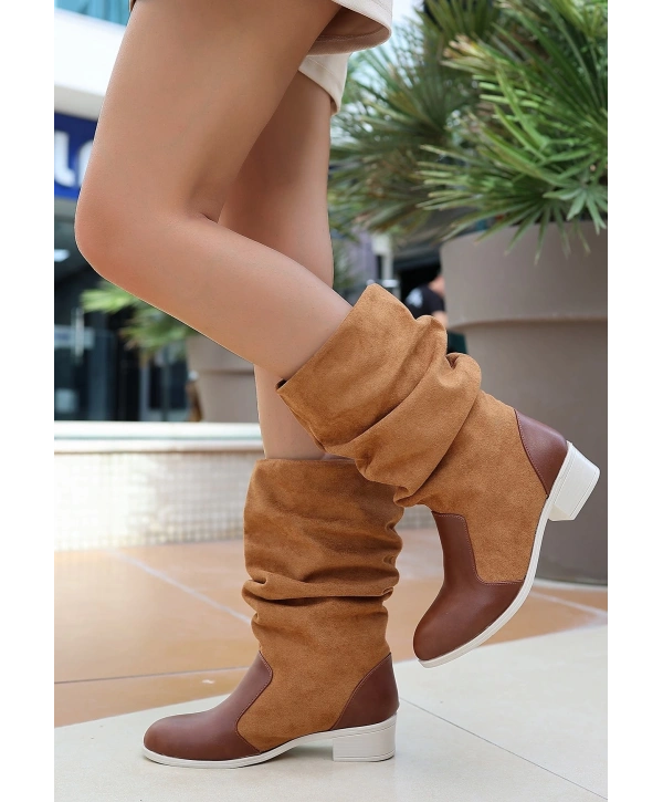 Jolin Taba Cilt Süet Detaylı Çizme