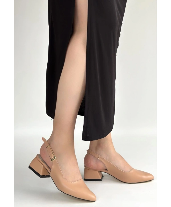 Jonji Nude Cilt Topuklu Kemerli Ayakkabı
