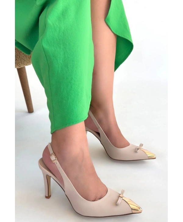 Joye Bej Cilt Topuklu Ayakkabı
