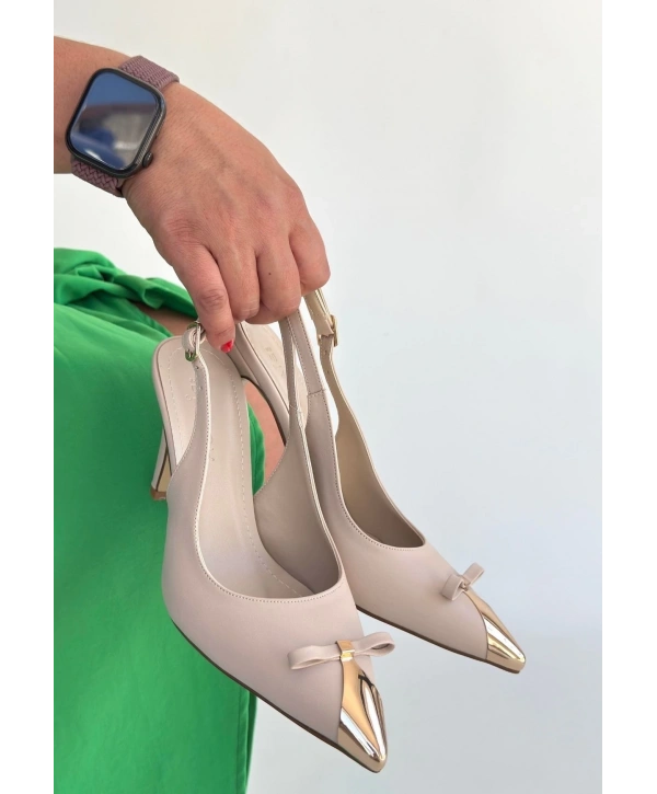 Joye Bej Cilt Topuklu Ayakkabı