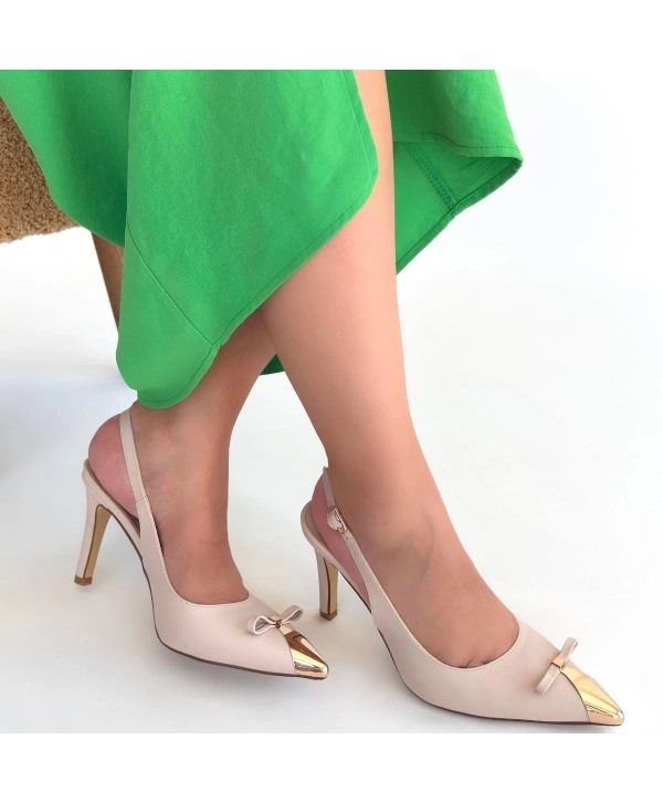 Joye Bej Cilt Topuklu Ayakkabı