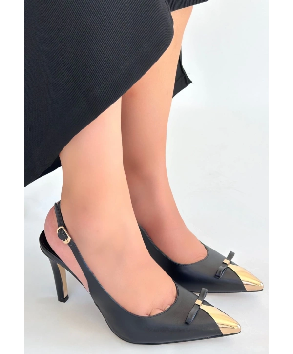 Joye Siyah Cilt Topuklu Ayakkabı