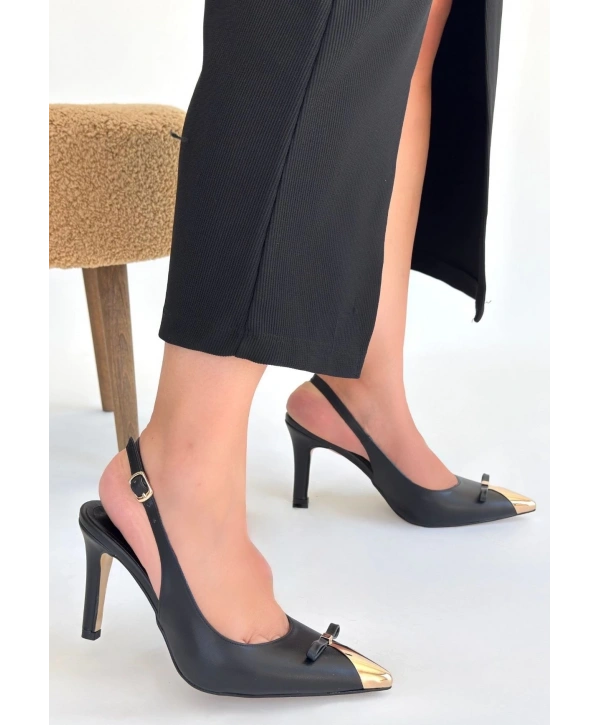 Joye Siyah Cilt Topuklu Ayakkabı