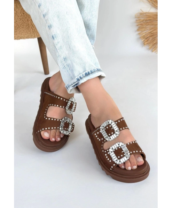 Juana Taba  Nubuk  Taşlı Terlik