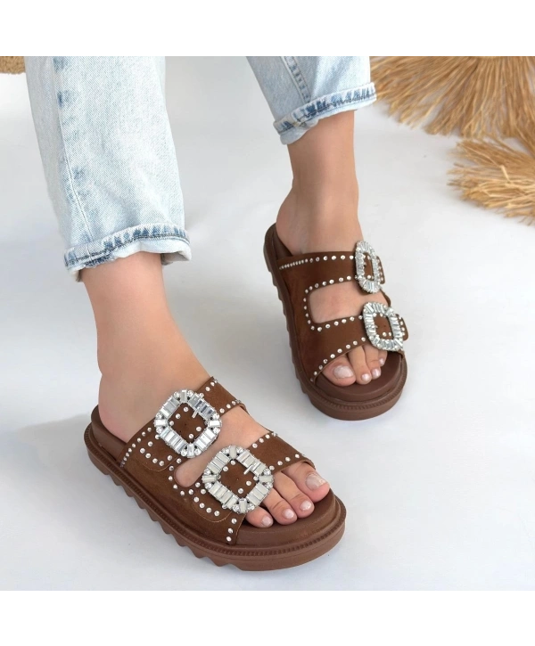 Juana Taba  Nubuk  Taşlı Terlik