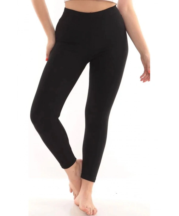 Kadın Siyah Termal Tayt İçi Şardonlu