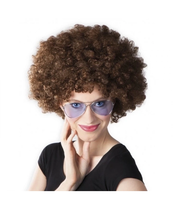 Kahve Renk Kıvırcık Afro Bonus Peruk