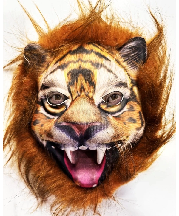 Kahverengi Saçlı Yeleli Aslan Kaplan Kurt Maskesi Mega Peluş 28 No