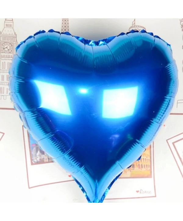 Kalp Uçan Balon Folyo Mavi 80 Cm 32 İnç