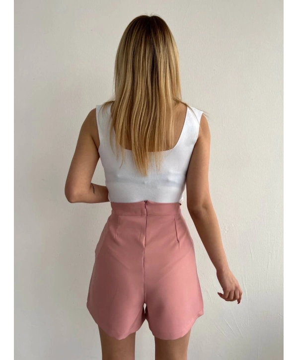 Kapaklı şort etek pudra s208