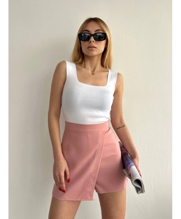 Kapaklı şort etek pudra s208