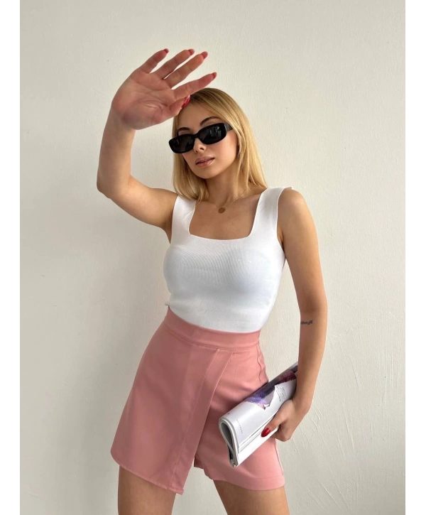 Kapaklı şort etek pudra s208