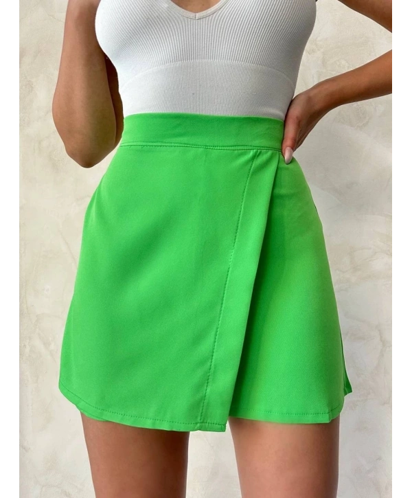 Kapaklı şort etek yeşil s24901