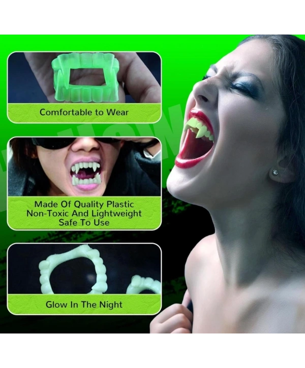 Karanlıkta Parlayan Fosforlu Çift Damak Takma Vampir Dişi
