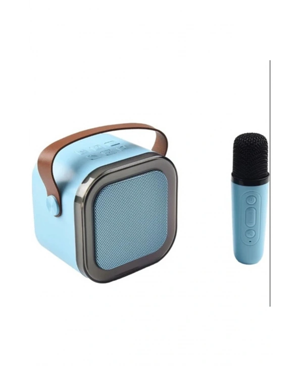 Karaoke Kablosuz Hoparlör Mikrofonlu Rgb Işıklı Bluetooth Speaker Tf Kart/usb Mavi