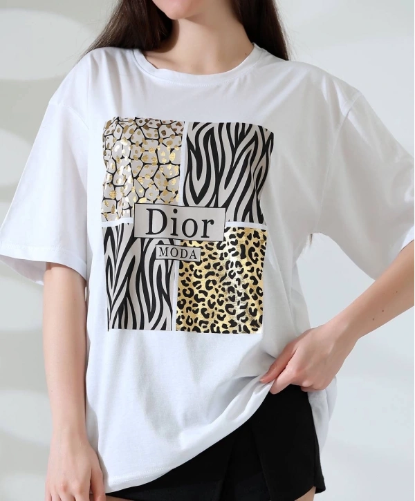 Karma desenli oversize tişört