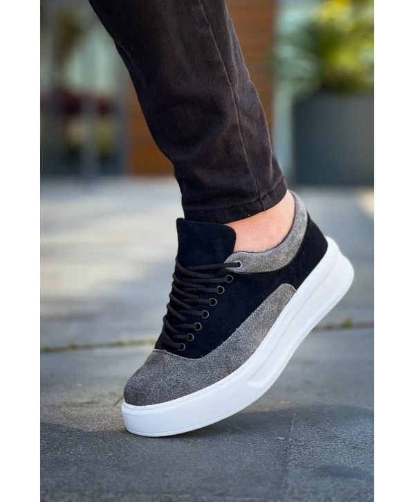 KB-005 Kuback Siyah Gri Süet Bağcıklı  Günlük Erkek  Ayakkabı