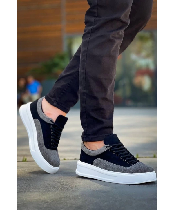 KB-005 Kuback Siyah Gri Süet Bağcıklı  Günlük Erkek  Ayakkabı