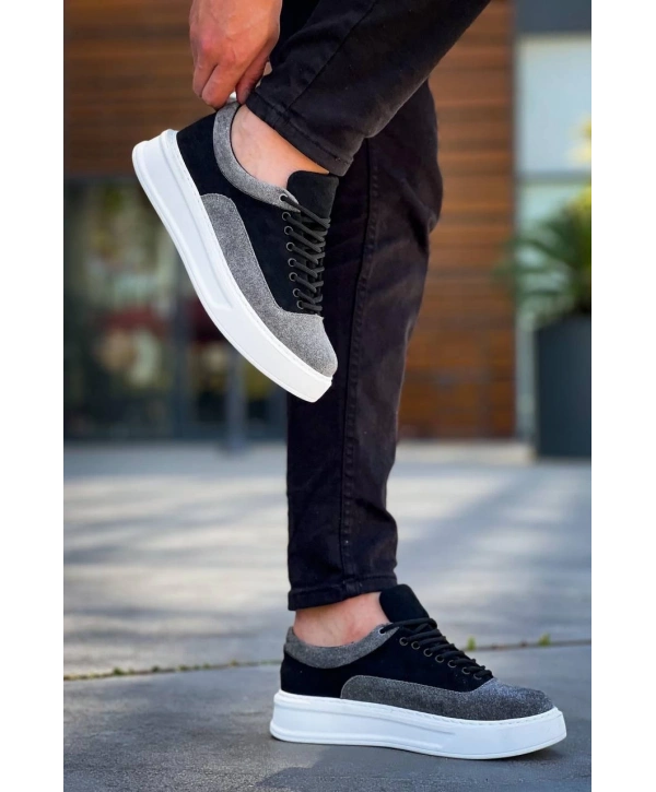 KB-005 Kuback Siyah Gri Süet Bağcıklı  Günlük Erkek  Ayakkabı