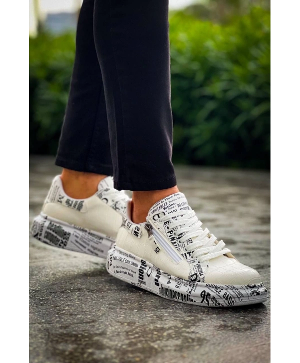 KB-02  Kuback Bağcıklı Crocodile Beyaz Gazete Günlük Erkek Ayakkabı