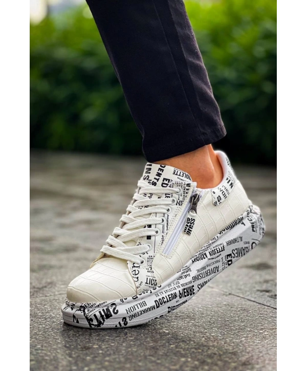 KB-02  Kuback Bağcıklı Crocodile Beyaz Gazete Günlük Erkek Ayakkabı