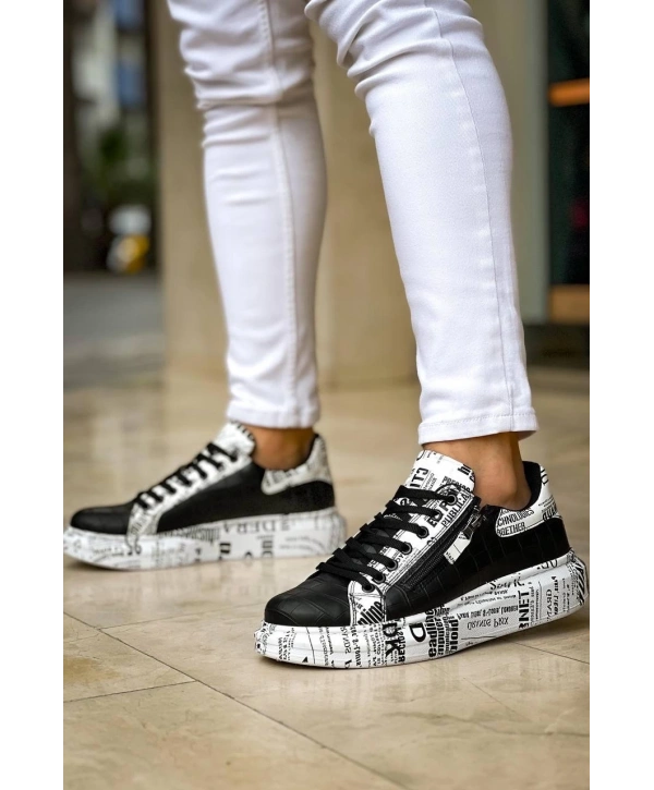 KB-02  Kuback Bağcıklı Crocodile Siyah Gazete Günlük Erkek Ayakkabı