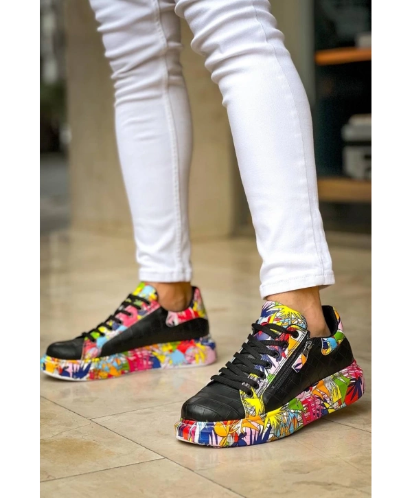 KB-02  Kuback Bağcıklı Crocodile Siyah Kırmızı Günlük Erkek Ayakkabı