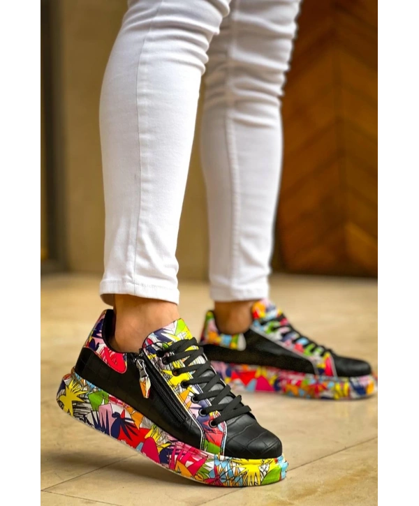 KB-02  Kuback Bağcıklı Crocodile Siyah Kırmızı Günlük Erkek Ayakkabı