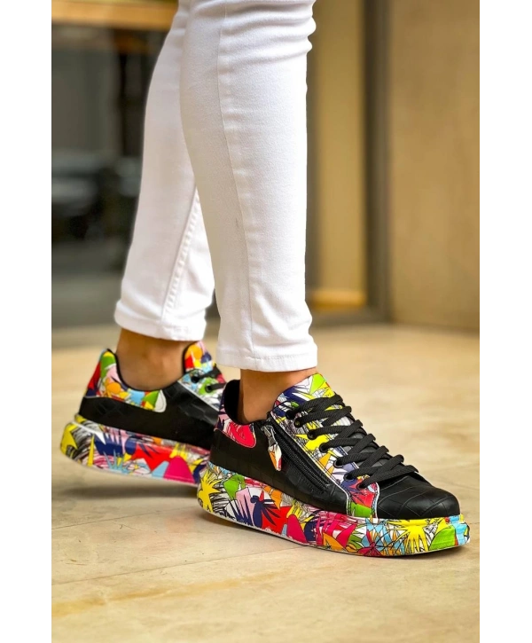 KB-02  Kuback Bağcıklı Crocodile Siyah Kırmızı Günlük Erkek Ayakkabı