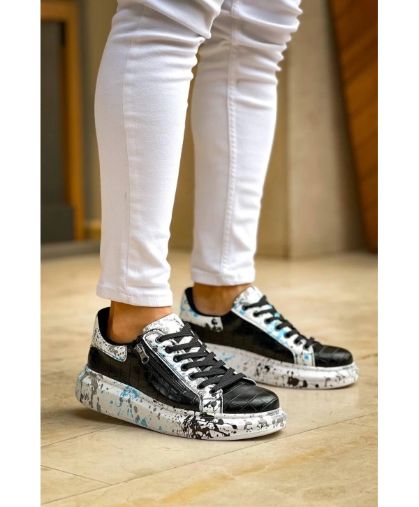 KB-02  Kuback Bağcıklı Crocodile Siyah Mavi Günlük Erkek Ayakkabı