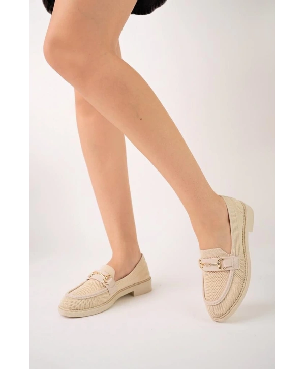 KB-021 Kuback Bej Triko G Toka  Günlük Kadın Ayakkabı