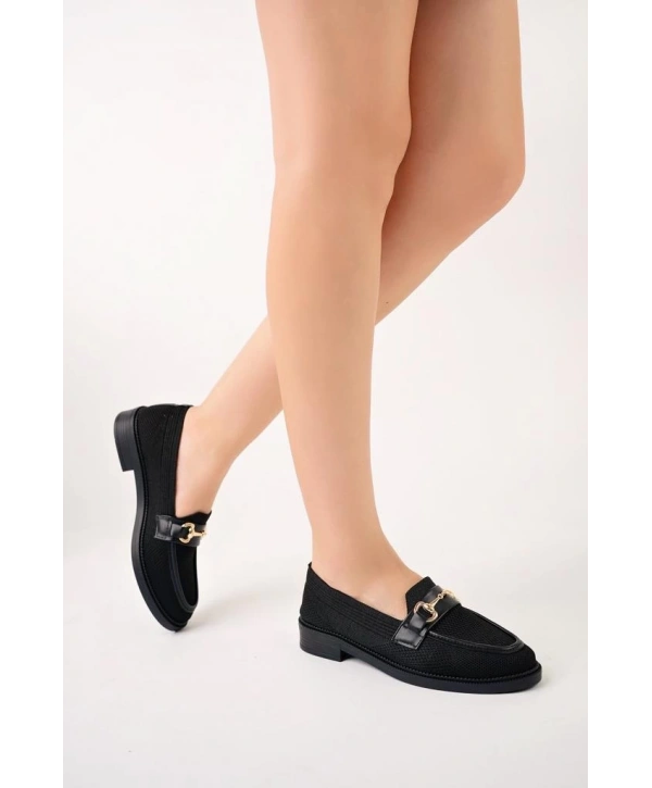 KB-021 Kuback Siyah Triko Siyah Taban G Toka  Günlük Kadın Ayakkabı