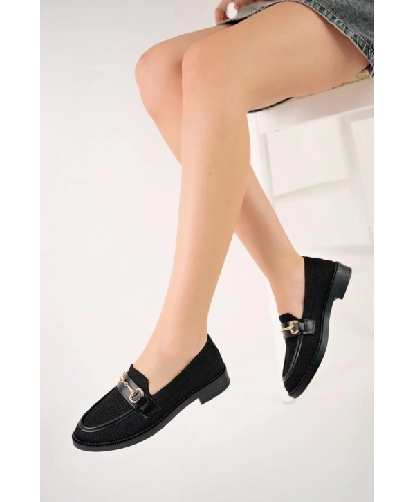 KB-021 Kuback Siyah Triko Siyah Taban G Toka  Günlük Kadın Ayakkabı