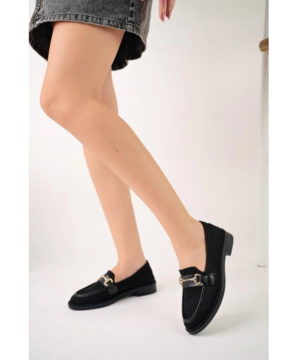 KB-021 Kuback Siyah Triko Siyah Taban G Toka  Günlük Kadın Ayakkabı