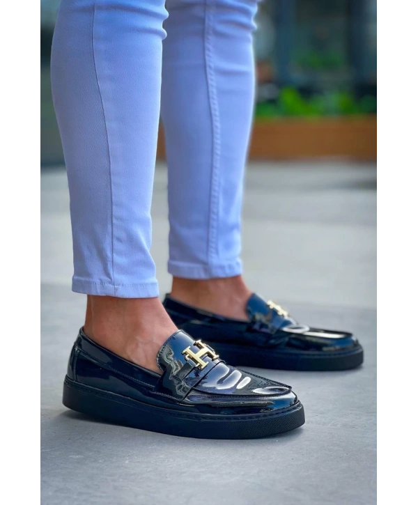 KB-027  Kuback  Bağcıksız Kömür Rugan H Günlük Erkek Ayakkabı