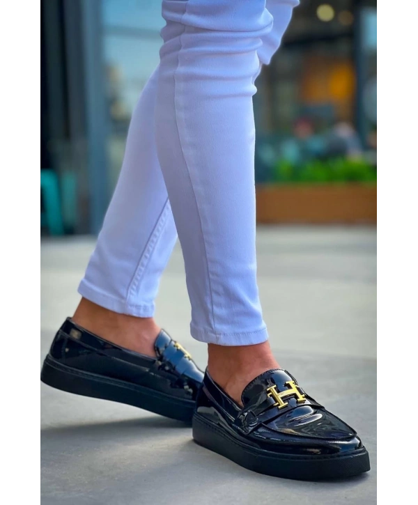 KB-027  Kuback  Bağcıksız Kömür Rugan H Günlük Erkek Ayakkabı