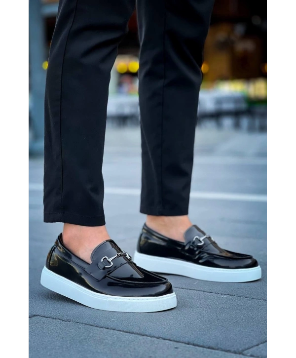 KB-027  Kuback Bağcıksız Siyah Rugan G Günlük Erkek Ayakkabı