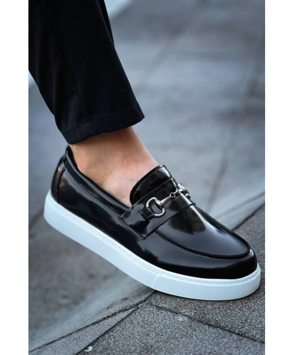 KB-027  Kuback Bağcıksız Siyah Rugan G Günlük Erkek Ayakkabı