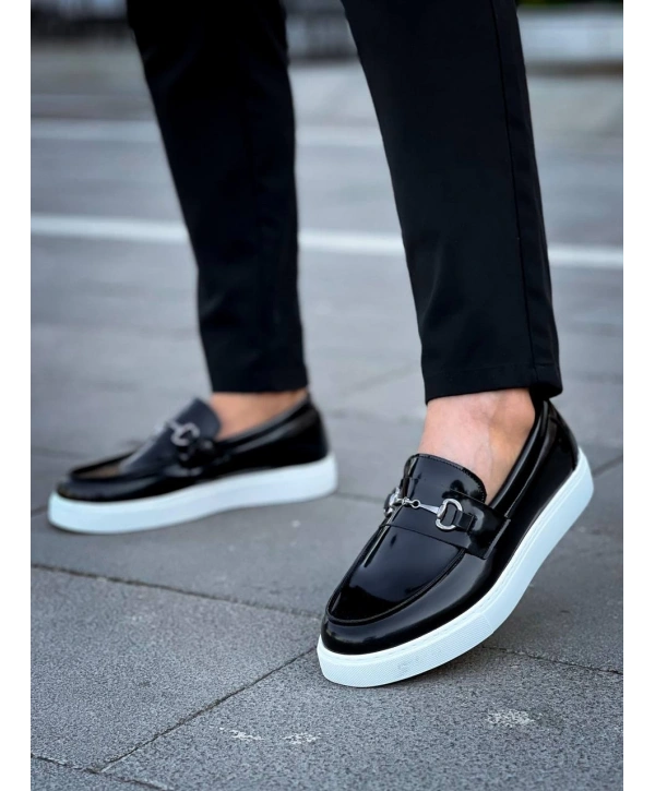 KB-027  Kuback Bağcıksız Siyah Rugan G Günlük Erkek Ayakkabı