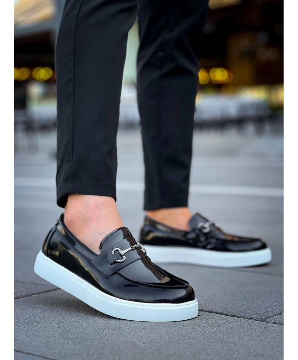 KB-027  Kuback Bağcıksız Siyah Rugan G Günlük Erkek Ayakkabı