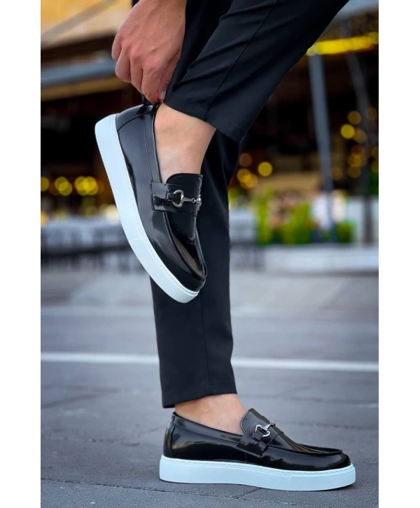 KB-027  Kuback Bağcıksız Siyah Rugan G Günlük Erkek Ayakkabı