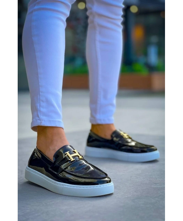 KB-027  Kuback Bağcıksız Siyah Rugan H Günlük Erkek Ayakkabı