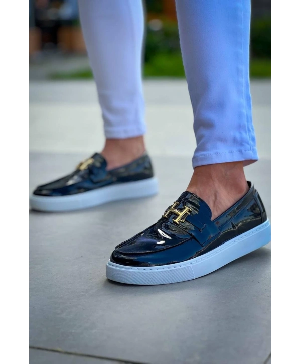 KB-027  Kuback Bağcıksız Siyah Rugan H Günlük Erkek Ayakkabı